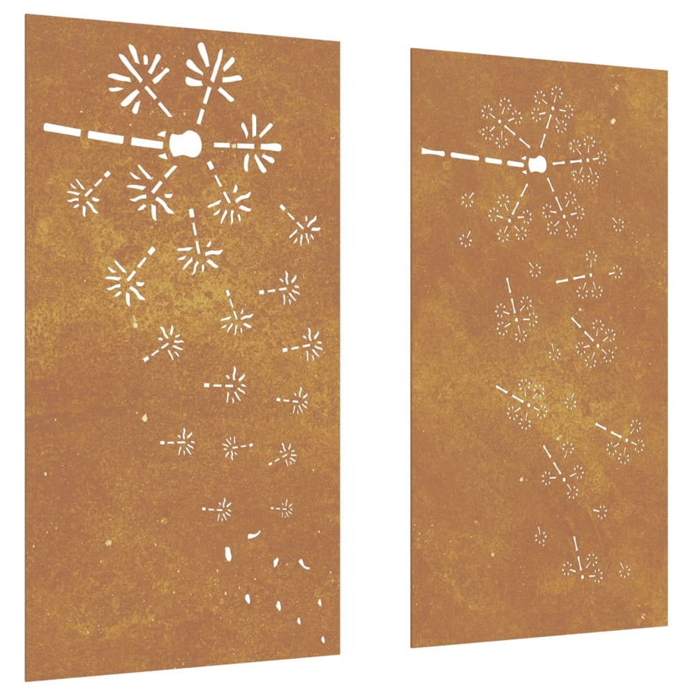 Decor Perete Grădină 2 Buc. 105X55 Cm Design Flori Oțel Corten