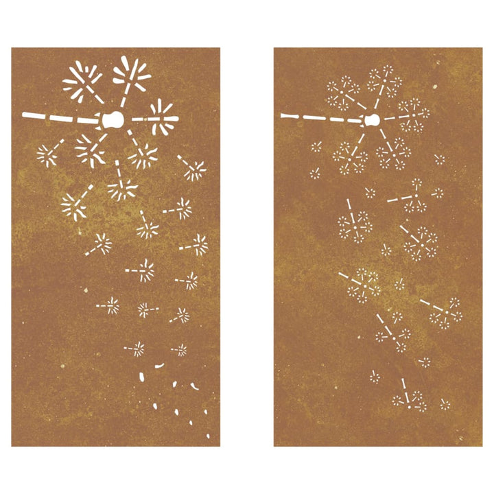 Decor Perete Grădină 2 Buc. 105X55 Cm Design Flori Oțel Corten