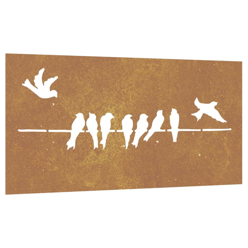 Decorațiune Perete Grădină 105X55 Cm Design Păsări Oțel Corten