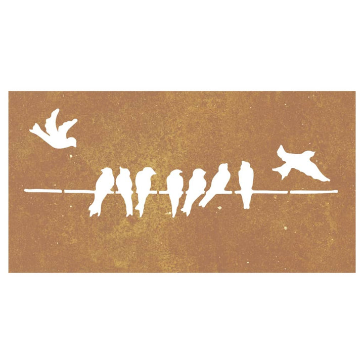 Decorațiune Perete Grădină 105X55 Cm Design Păsări Oțel Corten
