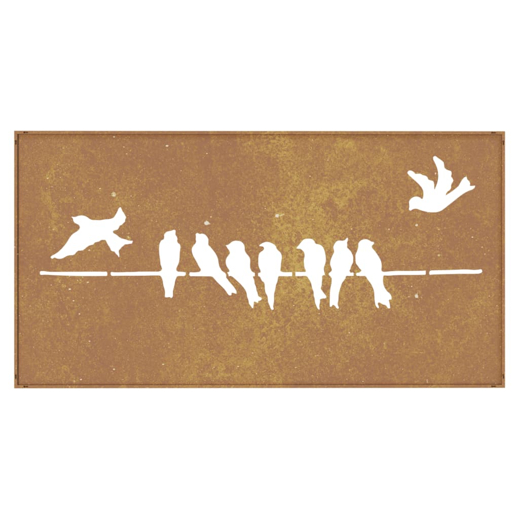 Decorațiune Perete Grădină 105X55 Cm Design Păsări Oțel Corten