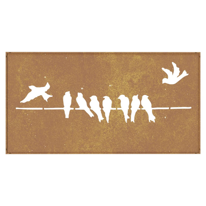 Decorațiune Perete Grădină 105X55 Cm Design Păsări Oțel Corten