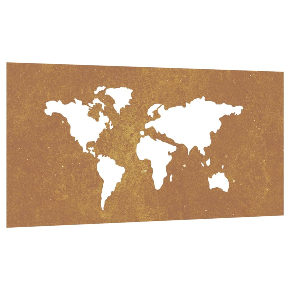 Decor Perete Grădină 105X55 Cm Design Harta Lumii Oțel Corten