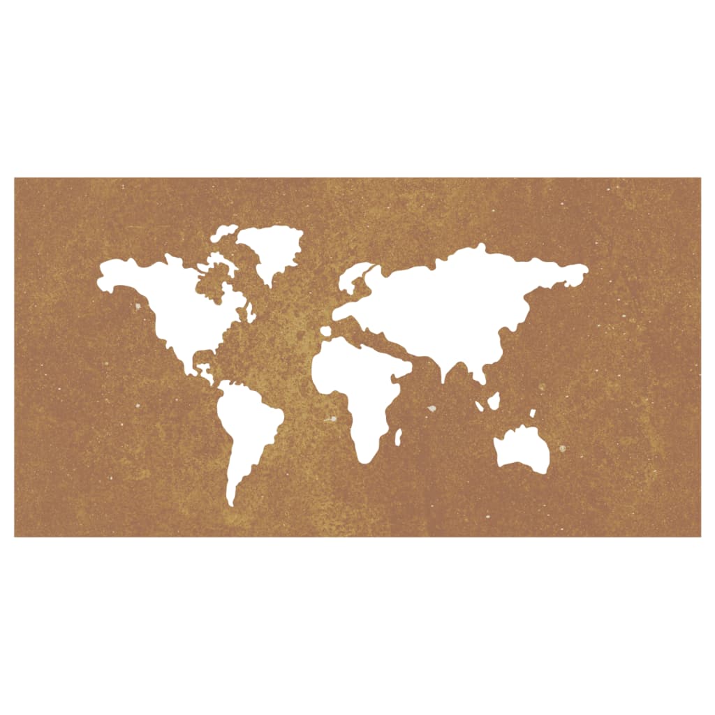 Decor Perete Grădină 105X55 Cm Design Harta Lumii Oțel Corten