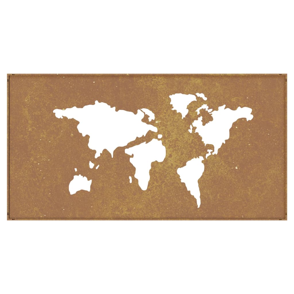 Decor Perete Grădină 105X55 Cm Design Harta Lumii Oțel Corten