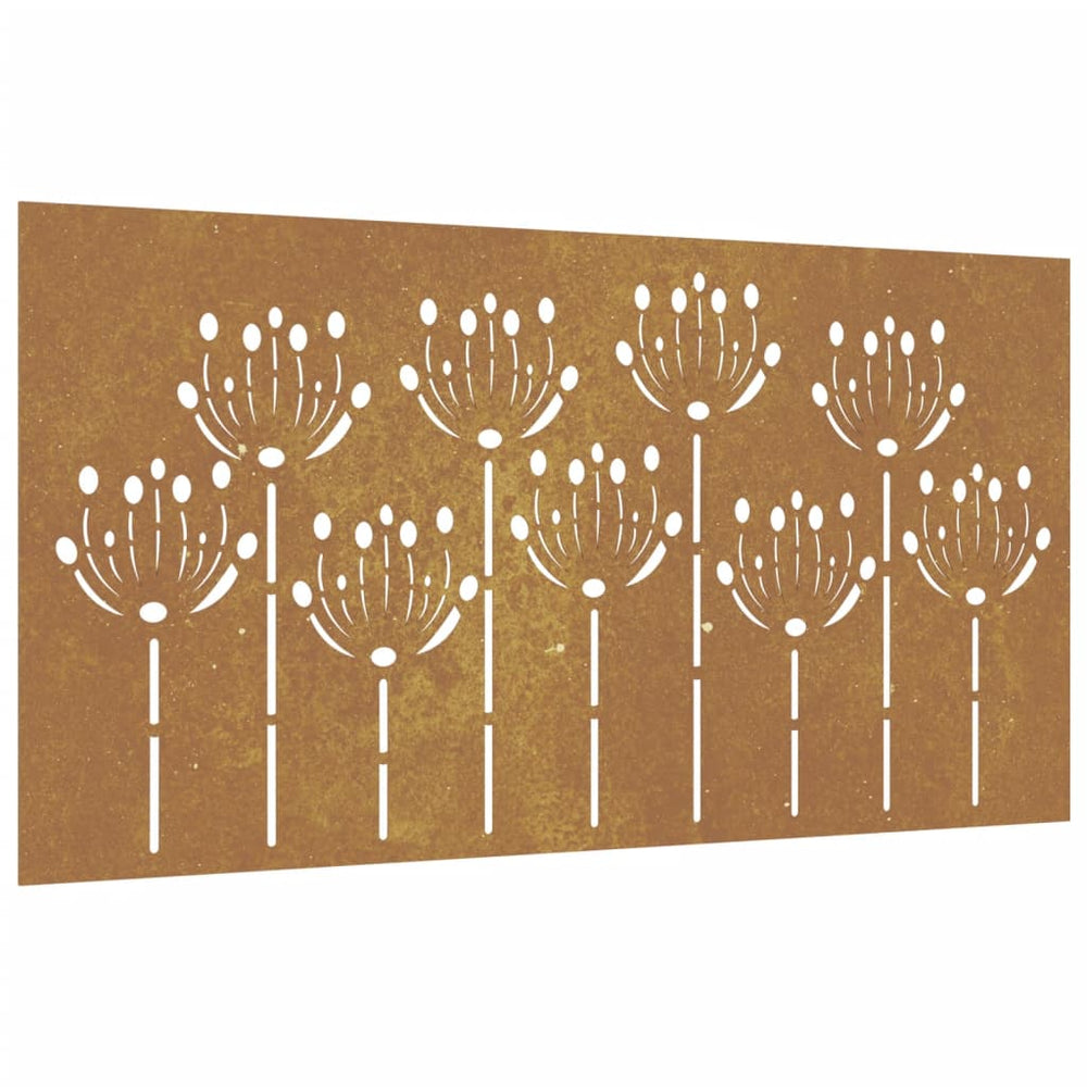 Decorație Perete De Grădină 105X55 Cm Design Flori Oțel Corten