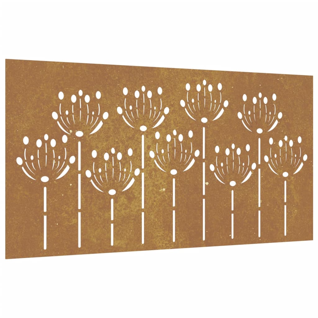 Decorație Perete De Grădină 105X55 Cm Design Flori Oțel Corten