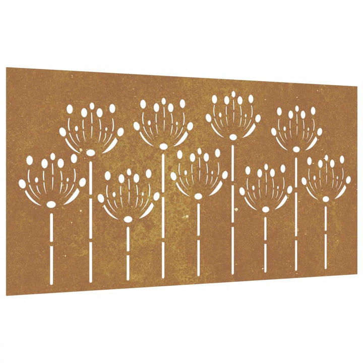 Decorație Perete De Grădină 105X55 Cm Design Flori Oțel Corten