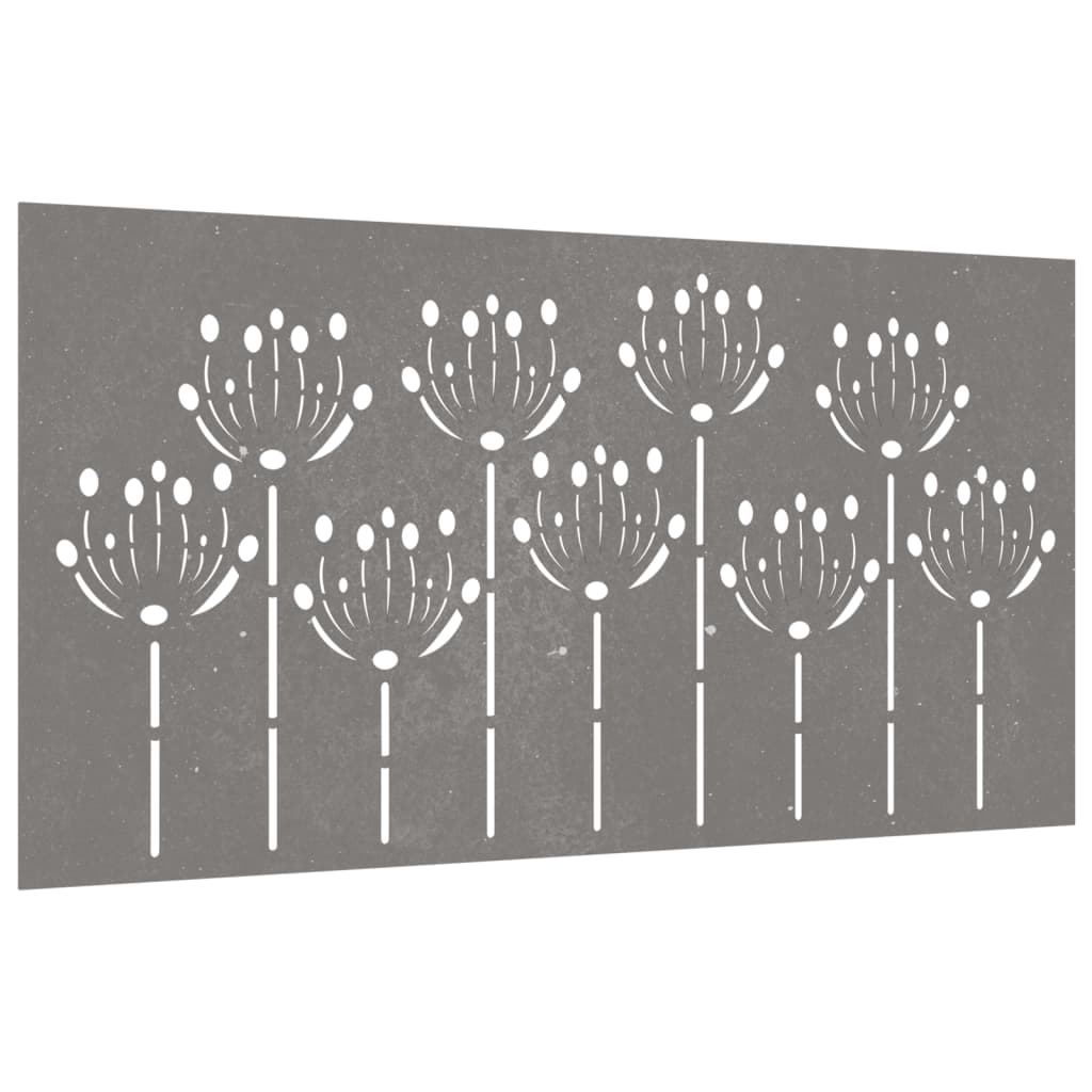 Decorație Perete De Grădină 105X55 Cm Design Flori Oțel Corten