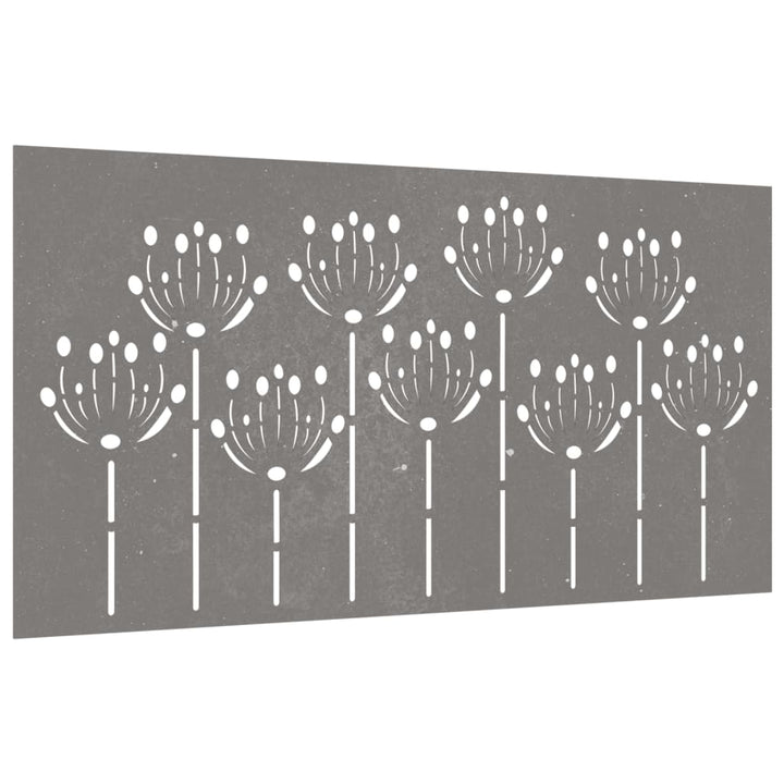 Decorație Perete De Grădină 105X55 Cm Design Flori Oțel Corten
