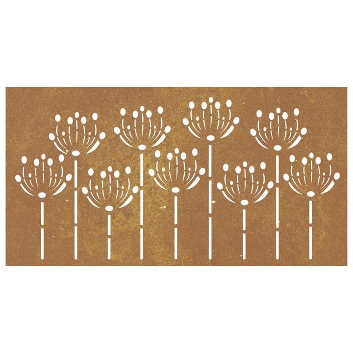 Decorație Perete De Grădină 105X55 Cm Design Flori Oțel Corten