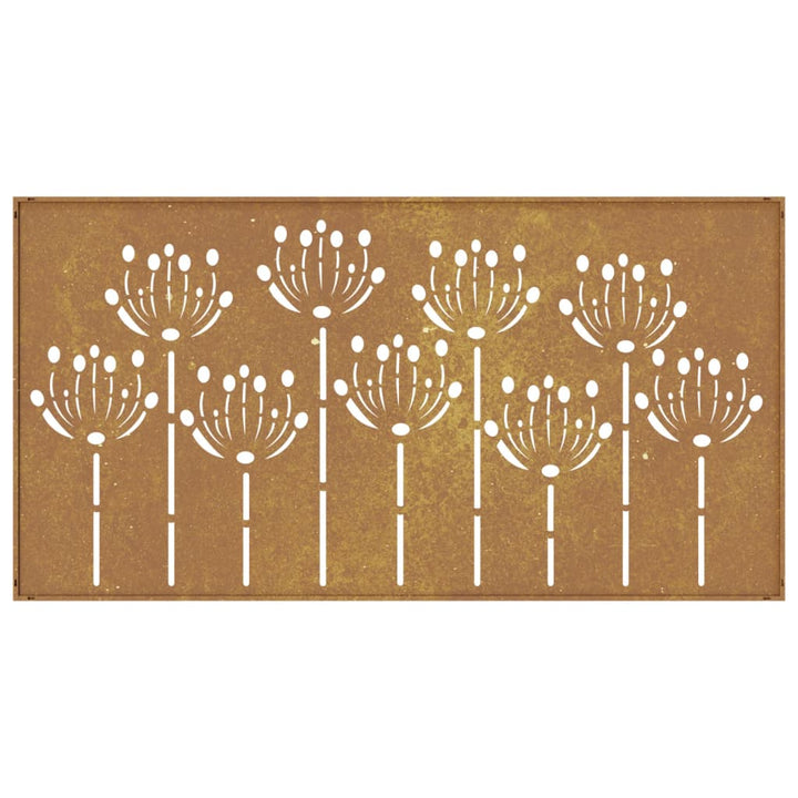 Decorație Perete De Grădină 105X55 Cm Design Flori Oțel Corten