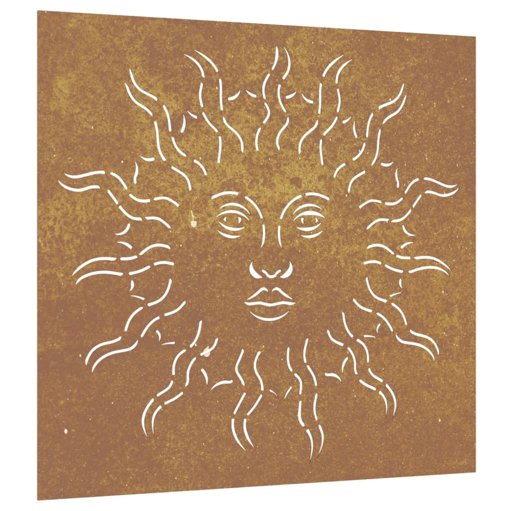 Decor Perete De Grădină 55X55 Cm Design Soare Oțel Corten