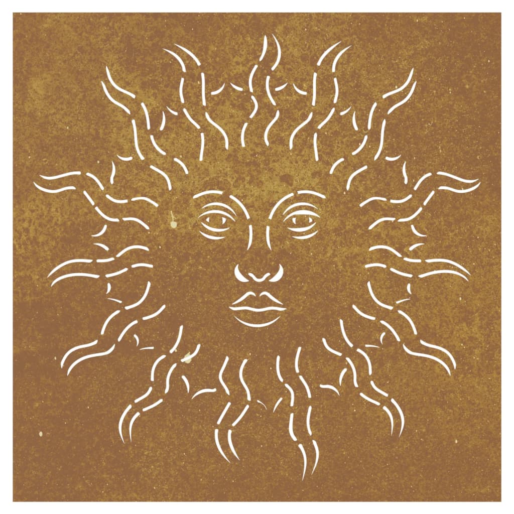 Decor Perete De Grădină 55X55 Cm Design Soare Oțel Corten