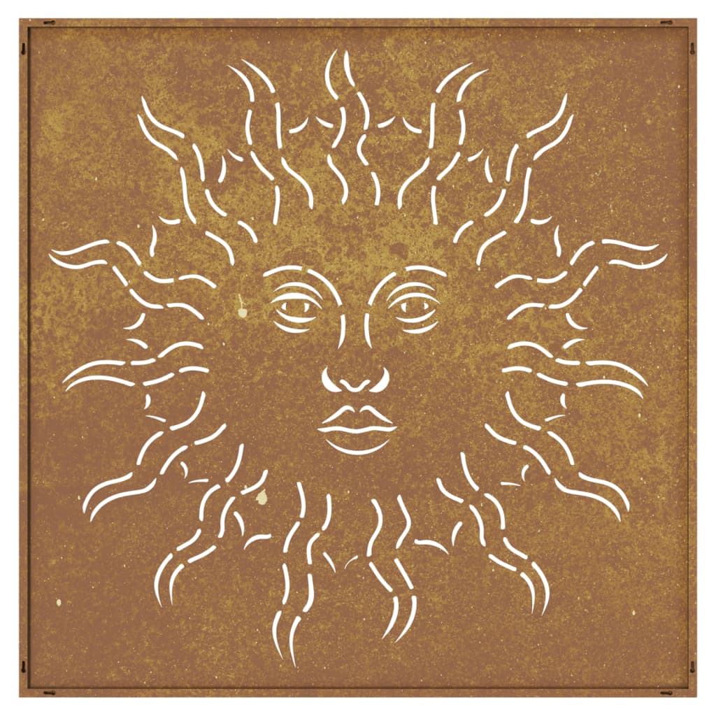 Decor Perete De Grădină 55X55 Cm Design Soare Oțel Corten