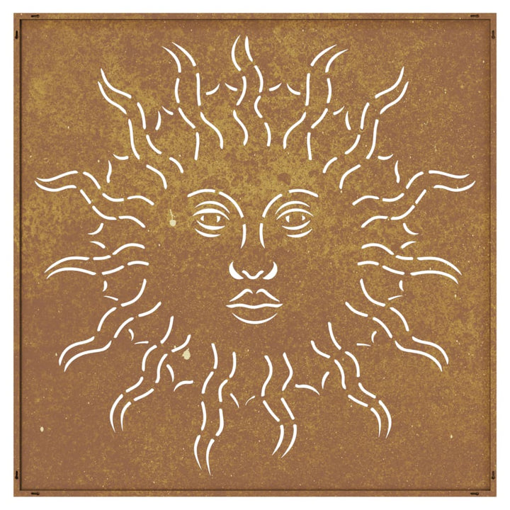 Decor Perete De Grădină 55X55 Cm Design Soare Oțel Corten