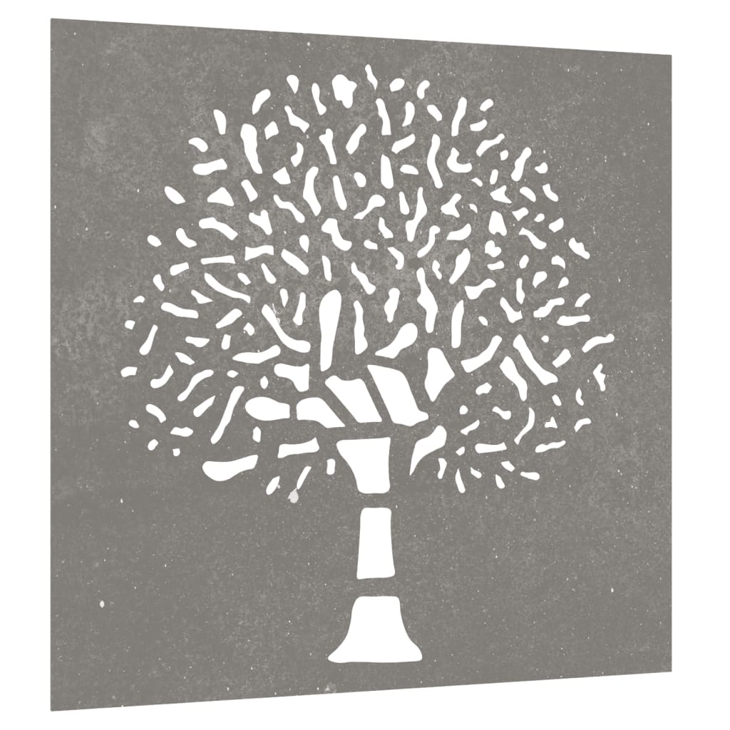 Decor Perete De Grădină 55X55 Cm Design Copac Oțel Corten