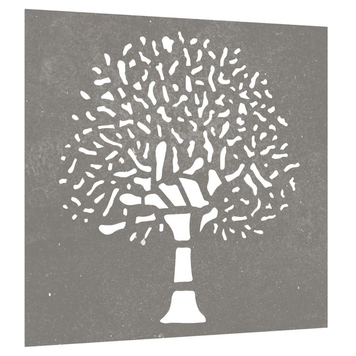Decor Perete De Grădină 55X55 Cm Design Copac Oțel Corten