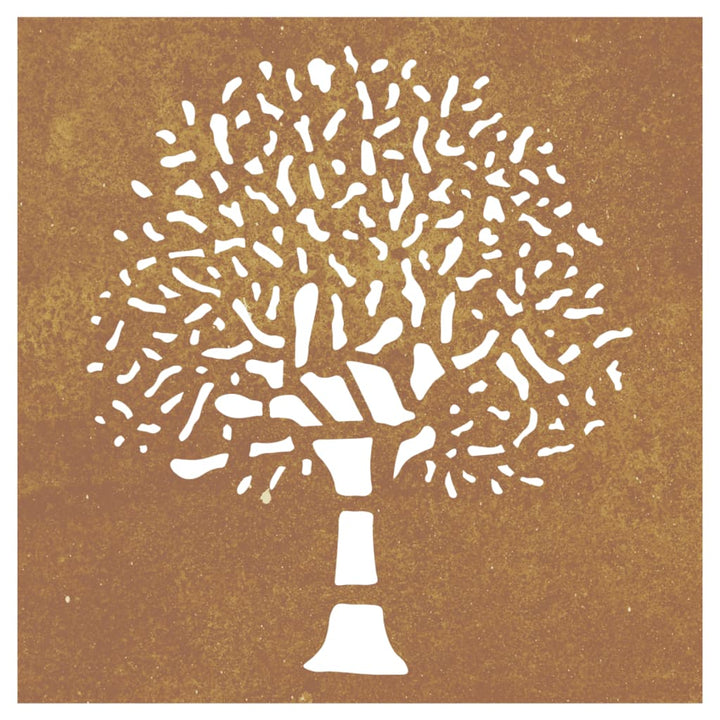 Decor Perete De Grădină 55X55 Cm Design Copac Oțel Corten