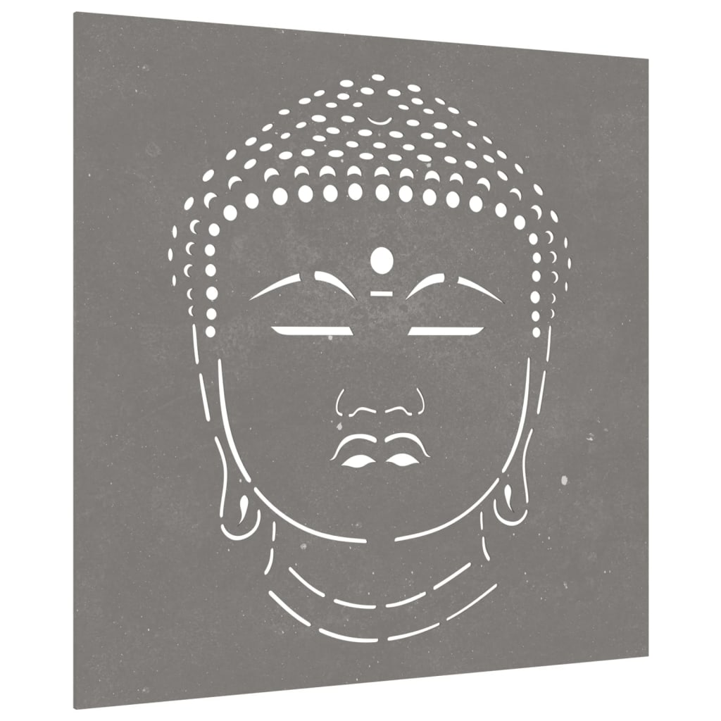Decor Perete De Grădină 55X55 Cm Design Cap Buddha Oțel Corten