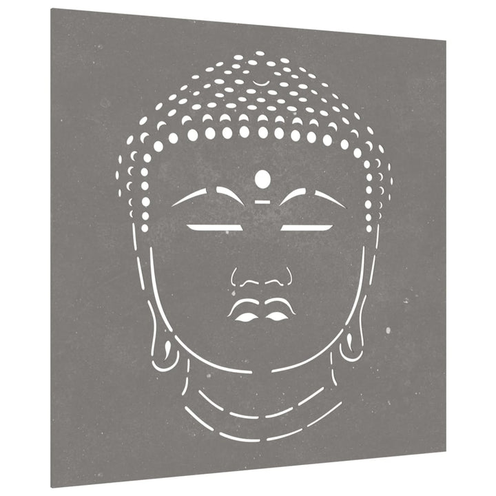 Decor Perete De Grădină 55X55 Cm Design Cap Buddha Oțel Corten
