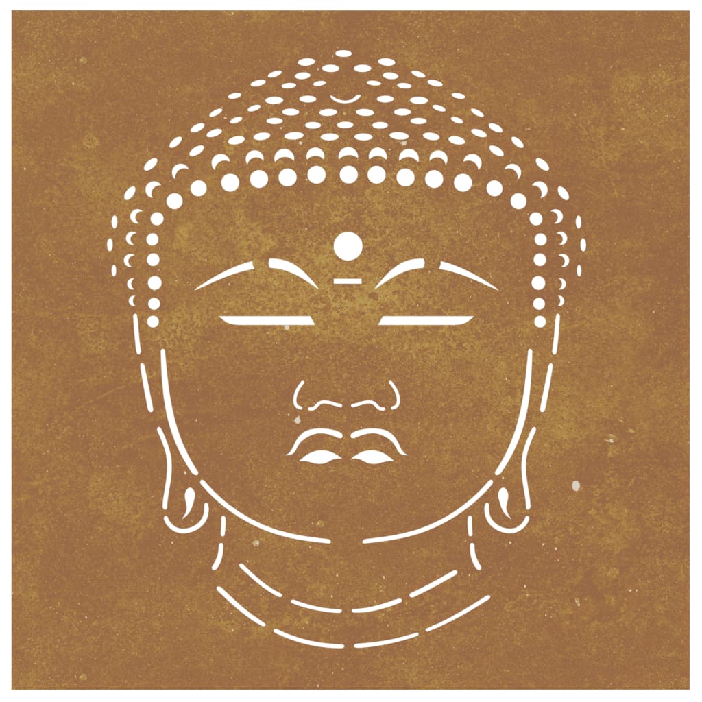 Decor Perete De Grădină 55X55 Cm Design Cap Buddha Oțel Corten