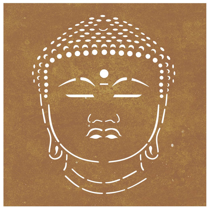 Decor Perete De Grădină 55X55 Cm Design Cap Buddha Oțel Corten