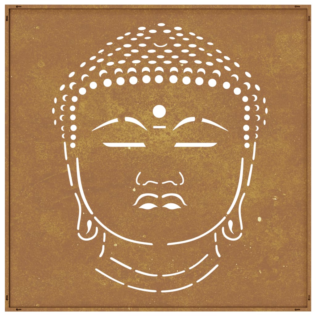 Decor Perete De Grădină 55X55 Cm Design Cap Buddha Oțel Corten