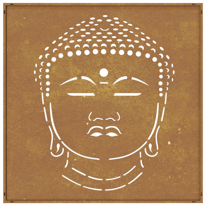 Decor Perete De Grădină 55X55 Cm Design Cap Buddha Oțel Corten
