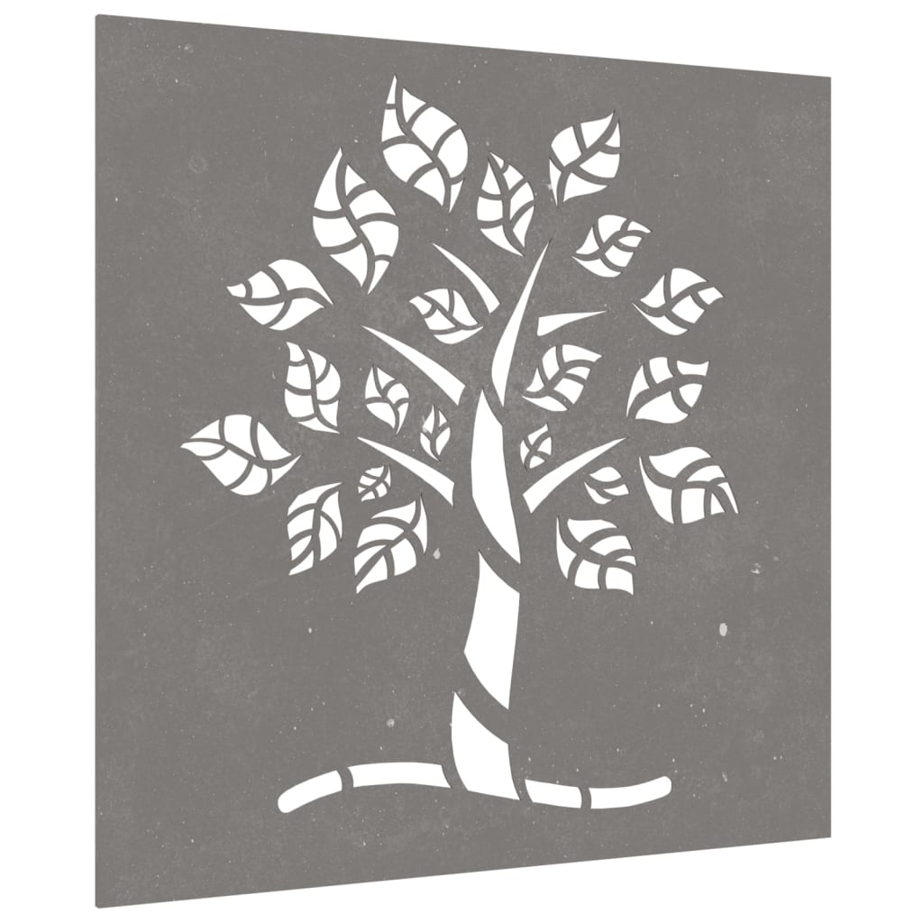 Decor Perete De Grădină 55X55 Cm Design Copac Oțel Corten