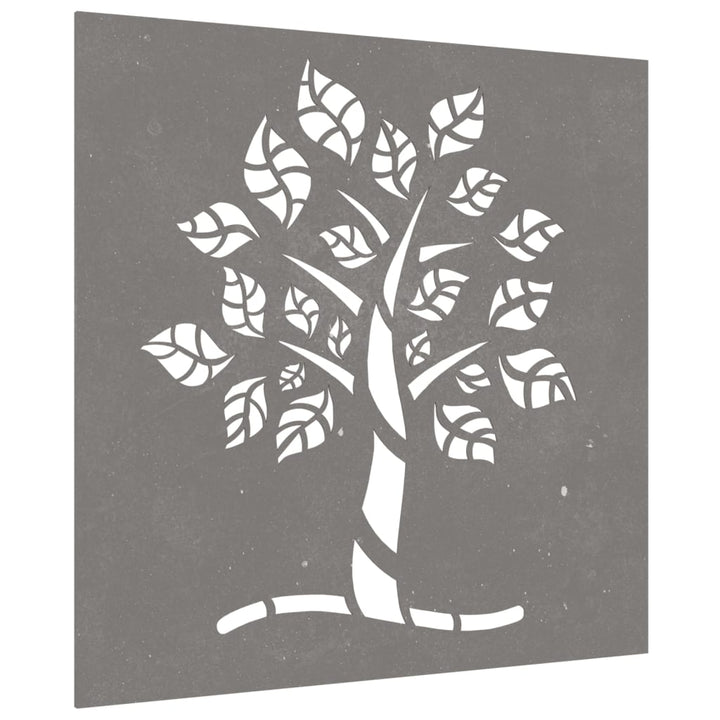 Decor Perete De Grădină 55X55 Cm Design Copac Oțel Corten