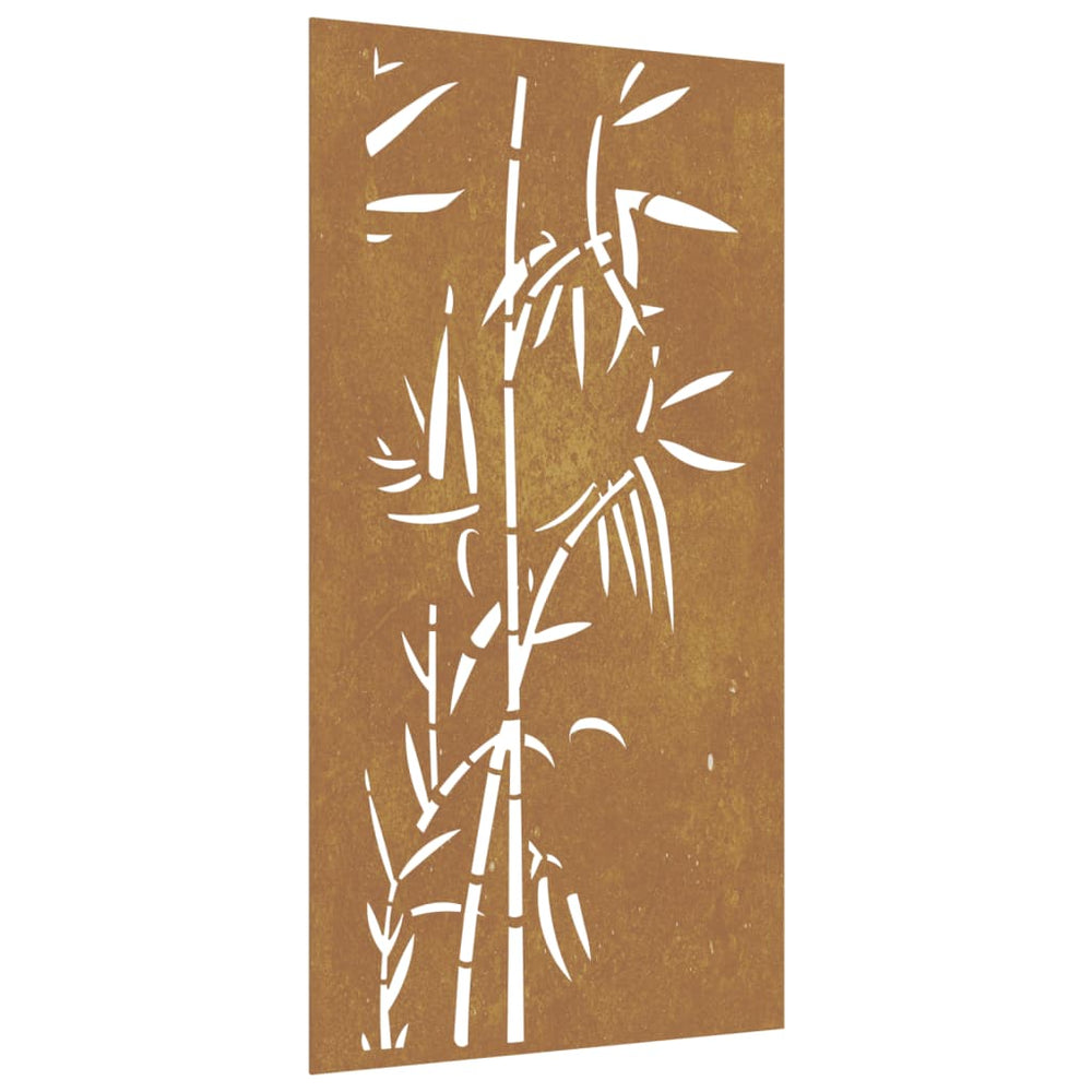 Decorație Perete De Grădină 105X55 Cm Design Bambus Oțel Corten
