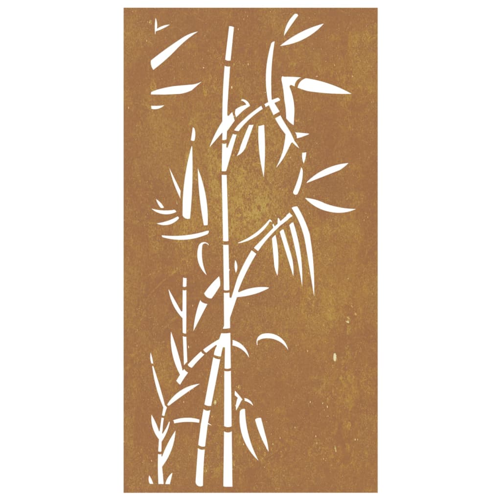 Decorație Perete De Grădină 105X55 Cm Design Bambus Oțel Corten