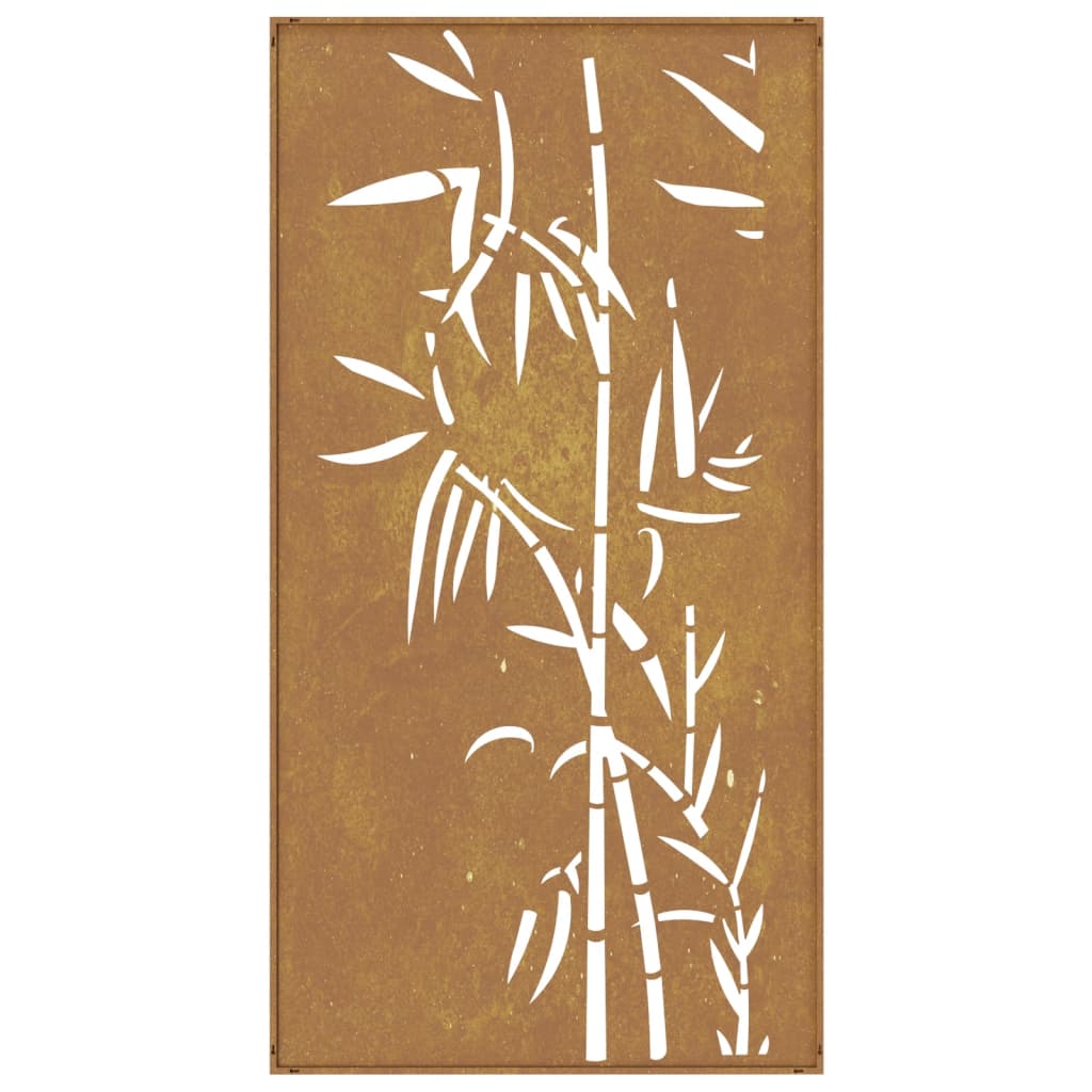Decorație Perete De Grădină 105X55 Cm Design Bambus Oțel Corten
