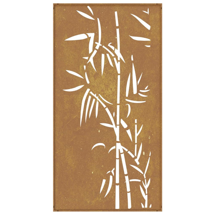 Decorație Perete De Grădină 105X55 Cm Design Bambus Oțel Corten