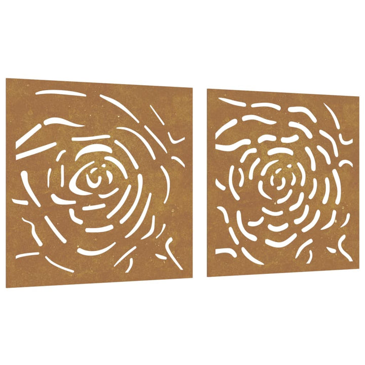 Decor De Perete 2 Buc. 55X55 Cm Model Trandafiri Oțel Corten