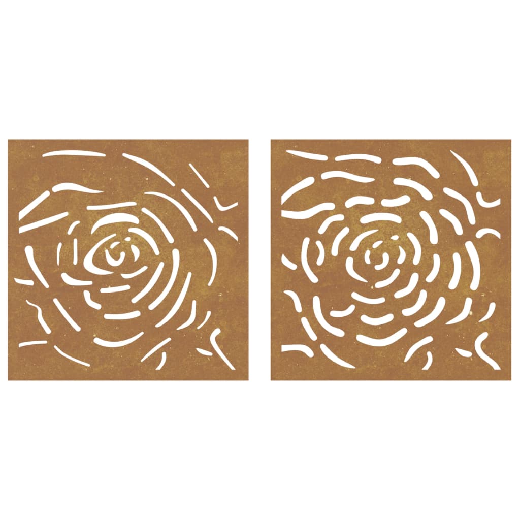 Decor De Perete 2 Buc. 55X55 Cm Model Trandafiri Oțel Corten