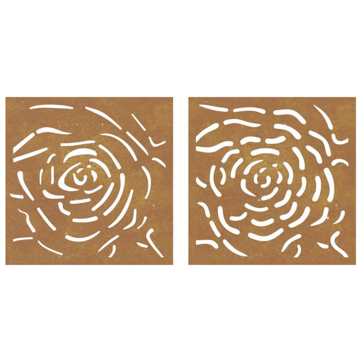 Decor De Perete 2 Buc. 55X55 Cm Model Trandafiri Oțel Corten