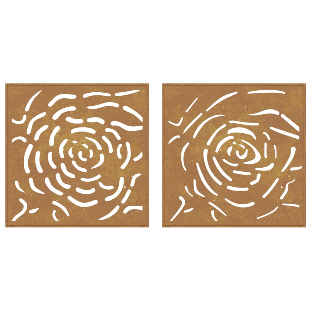 Decor De Perete 2 Buc. 55X55 Cm Model Trandafiri Oțel Corten