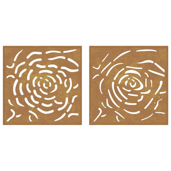 Decor De Perete 2 Buc. 55X55 Cm Model Trandafiri Oțel Corten