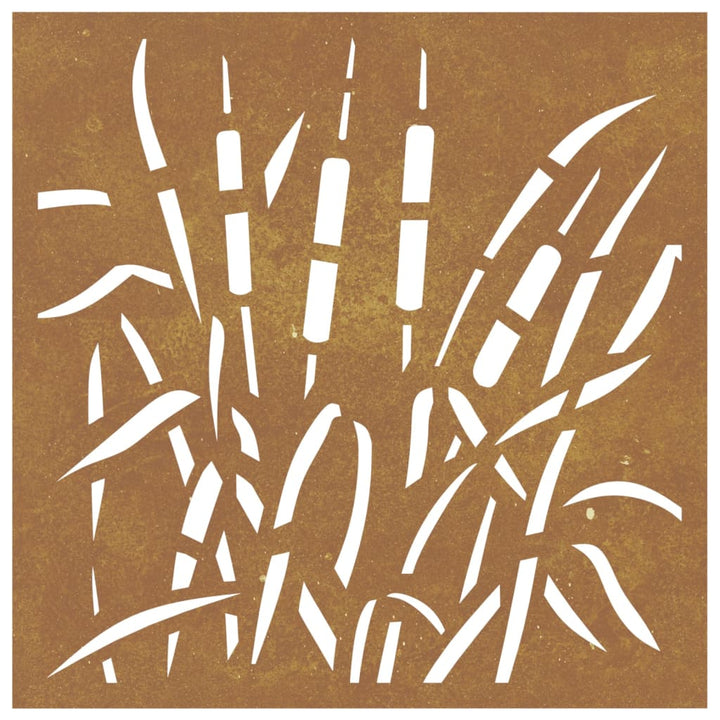 Decor Perete De Grădină 55X55 Cm, Design Iarba , Oțel Corten
