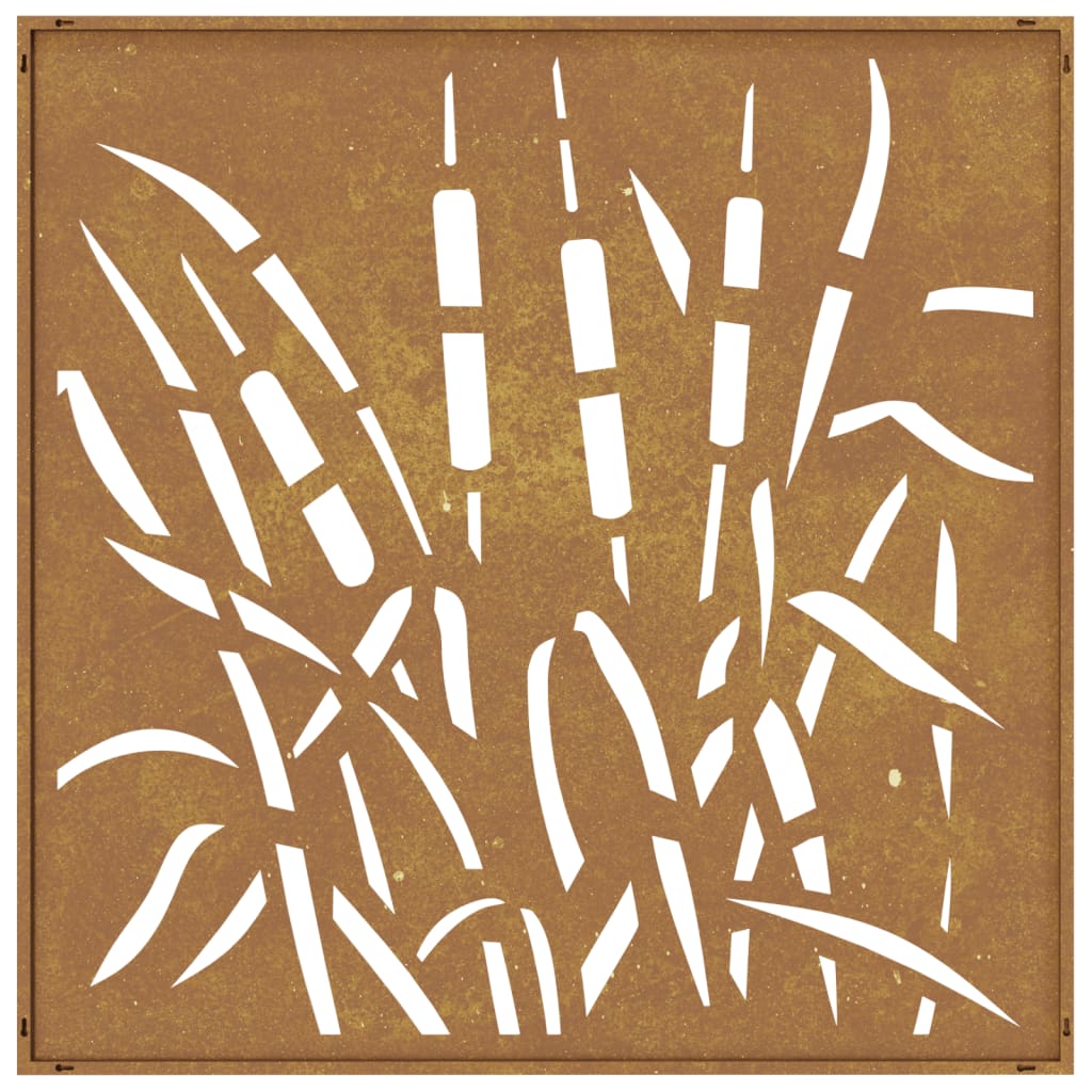 Decor Perete De Grădină 55X55 Cm, Design Iarba , Oțel Corten