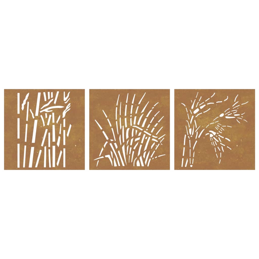 Decor De Perete 3 Buc. 55X55 Cm Model Iarba Oțel Corten