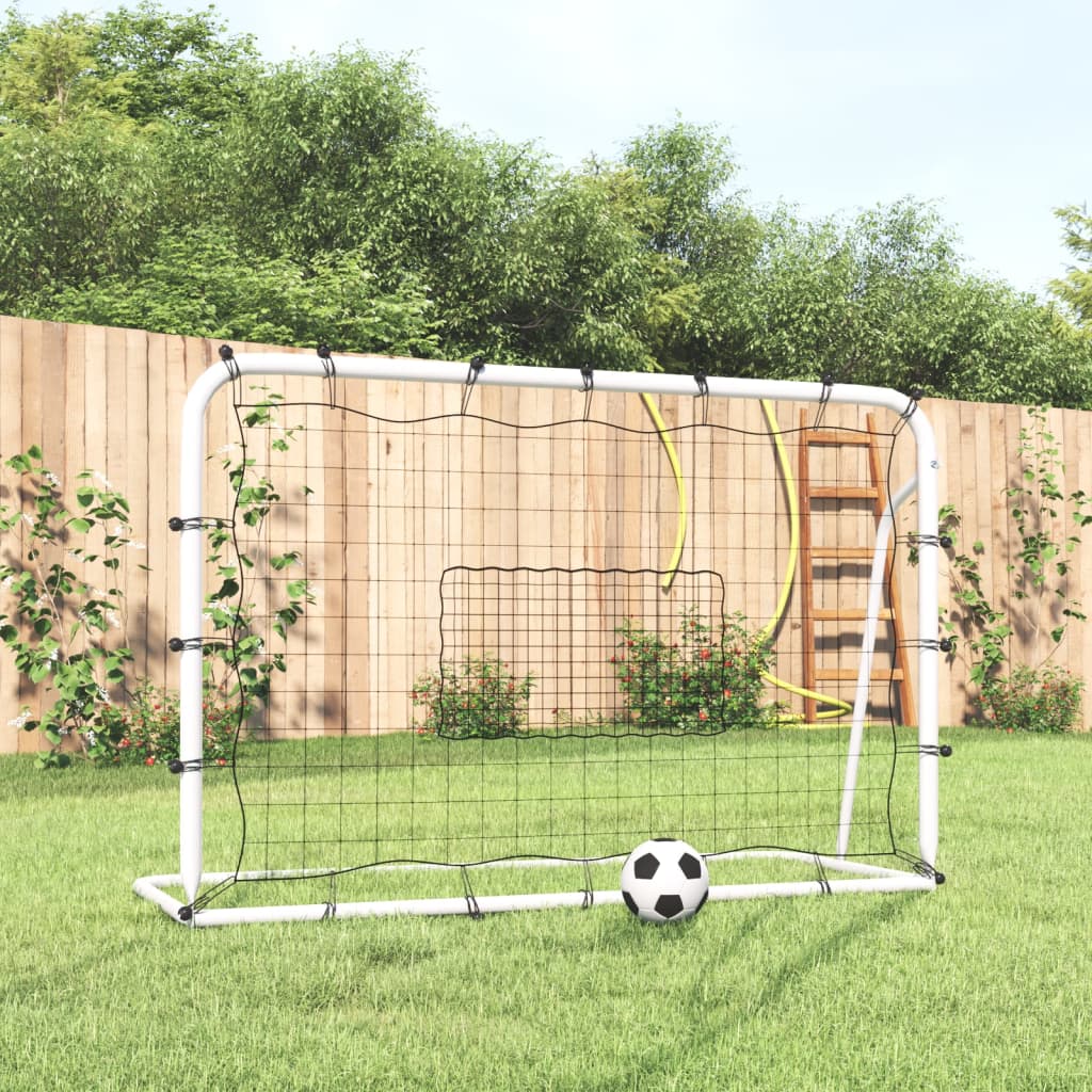 Plasă De Ricoșeu Fotbal Alb Și Negru, 184X61X123 Cm, Oțel Și Pe