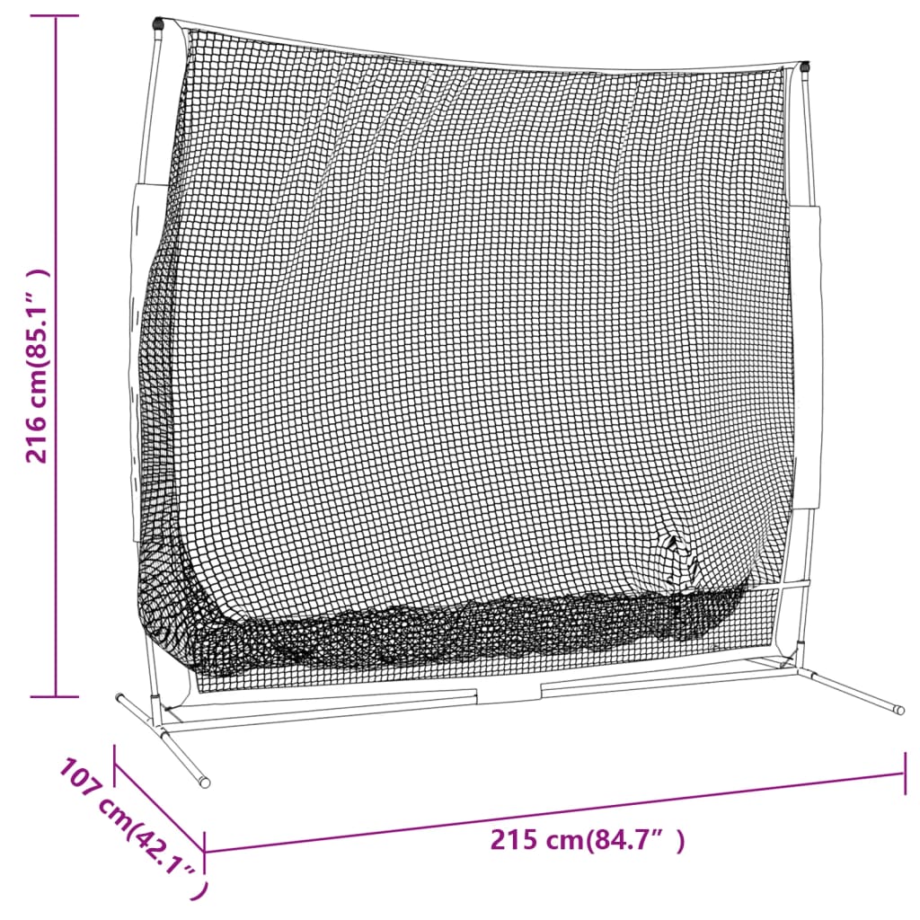 Plasă De Baseball Portabilă Negru/Roșu 215X107X216 Cm Poliester