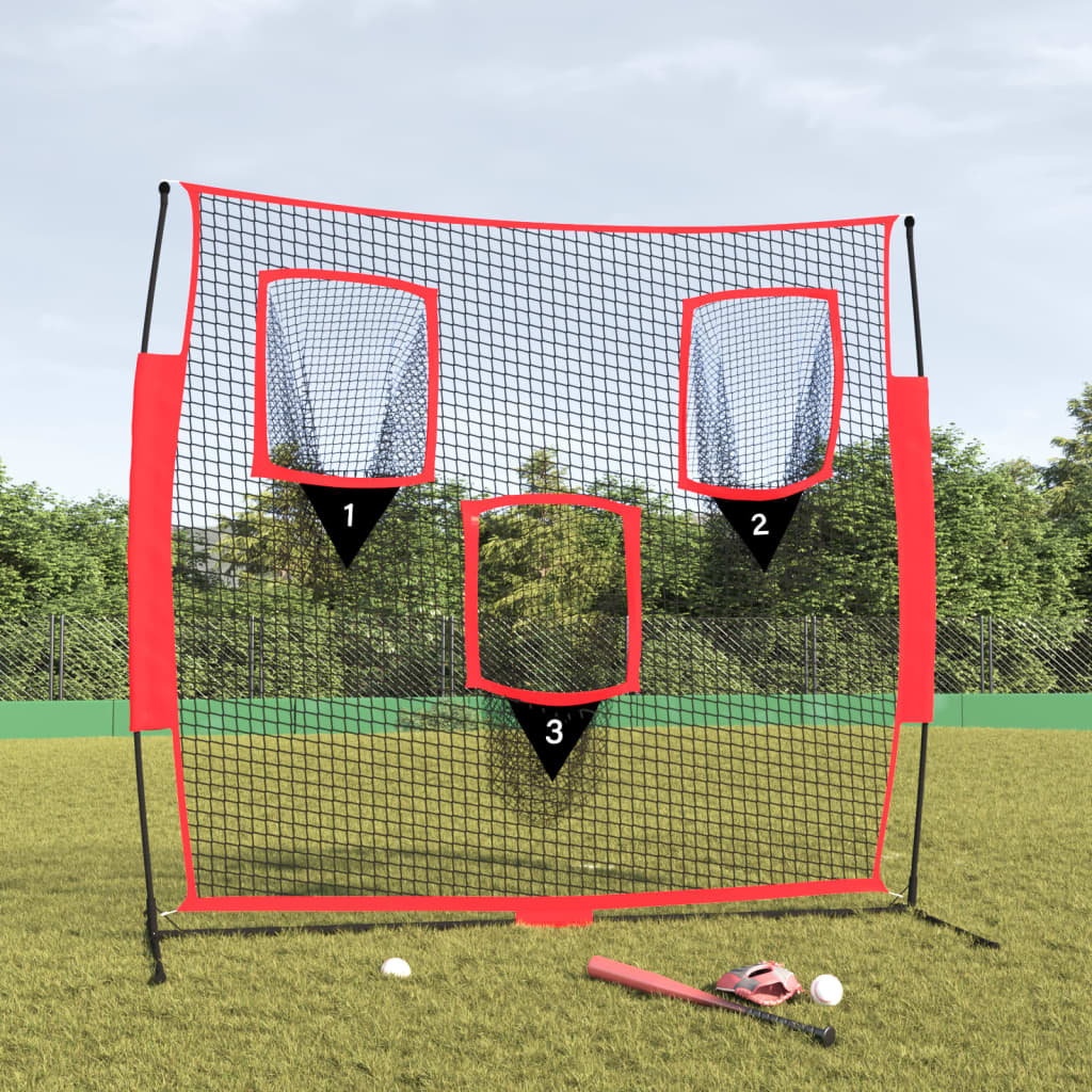 Plasă De Baseball Portabilă Negru/Roșu 183X105X183 Cm Poliester