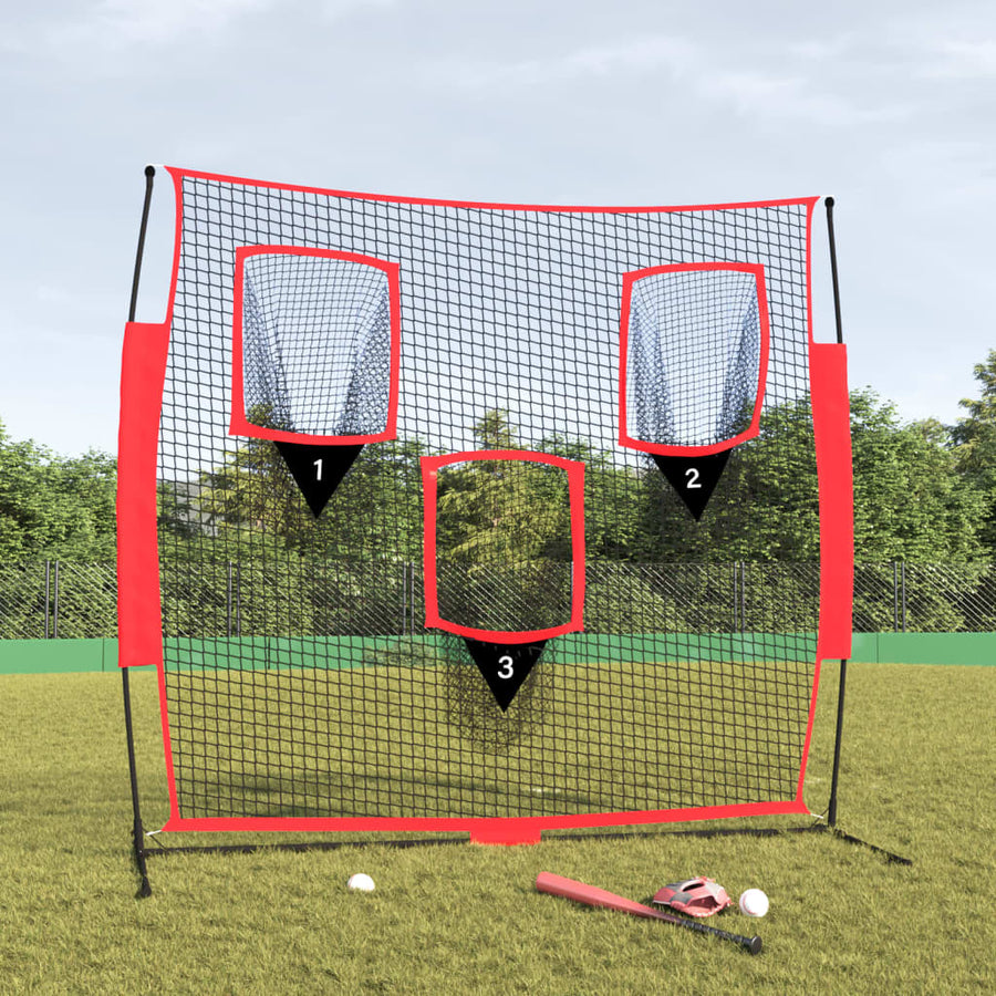 Plasă De Baseball Portabilă Negru/Roșu 183X105X183 Cm Poliester