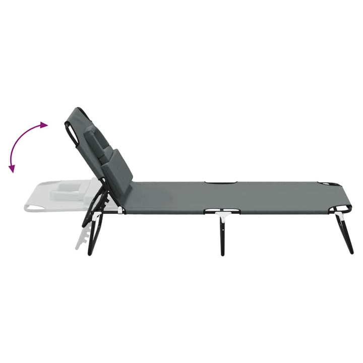 Șezlong Pliabil Țesătură Oxford & Oțel Vopsit Electrostatic