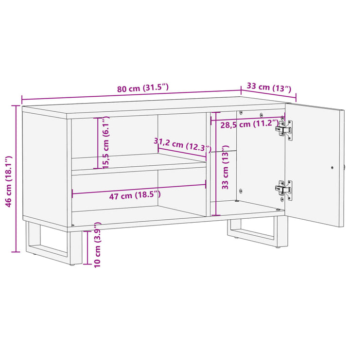 Dulap Tv, 80X33X46 Cm, Lemn Masiv Reciclat&Lemn Prelucrat