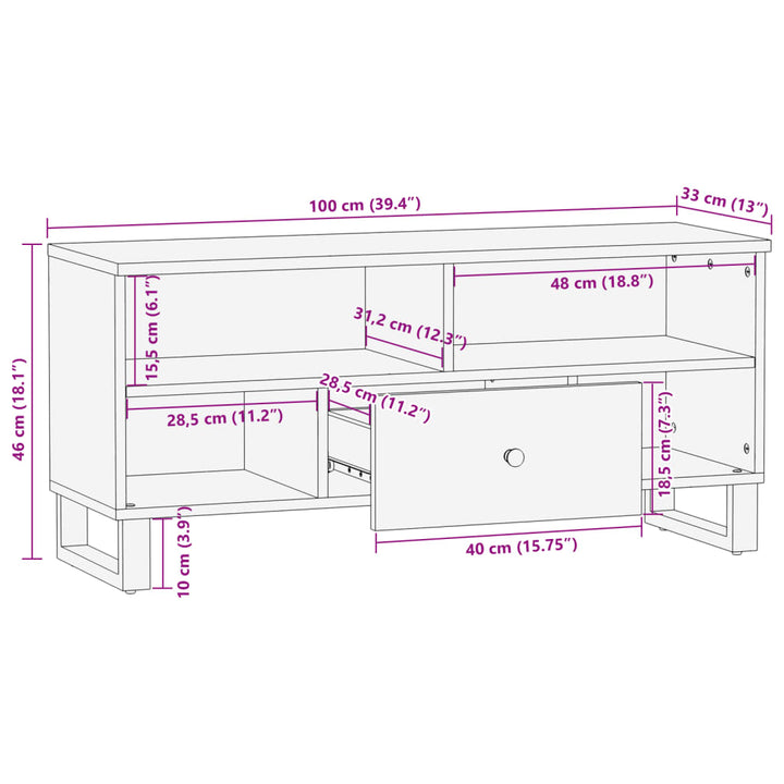 Dulap Tv, 100X33X46 Cm, Lemn Masiv Reciclat&Lemn Prelucrat